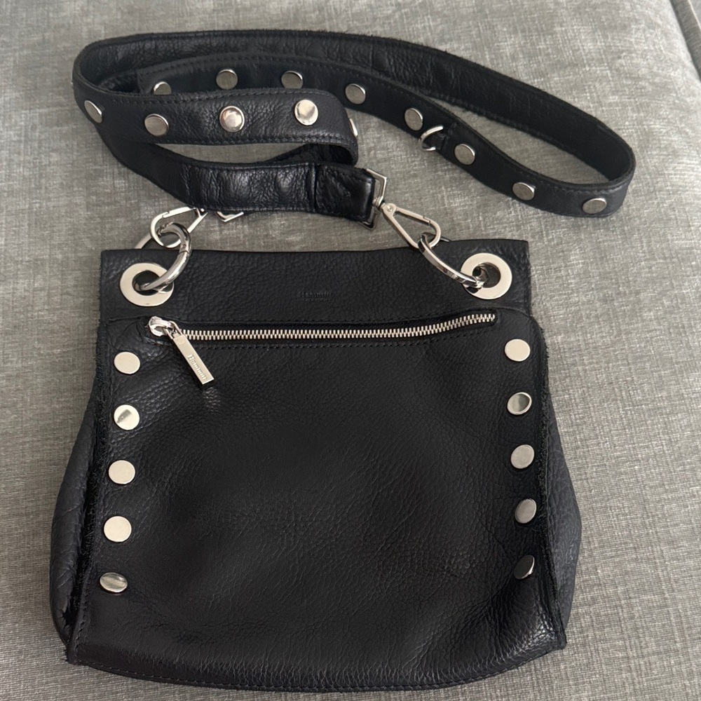Hammitt Black Crossbody Bag with Silver Accents, medium Tony